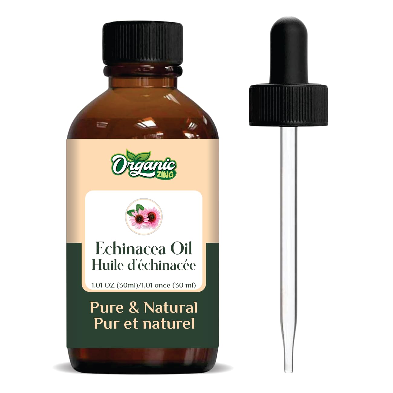 Organic Zing Echinacea (Echinacea angustifolia) Oil | Pure & Natural Carrier Oil for Skincare and Hair Care - 30ml/1.01fl oz