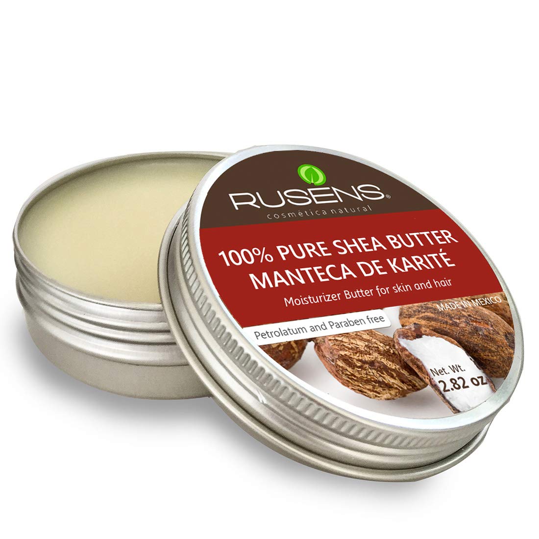 Rusens - Manteca de Karité 100% Pura Orgánica. Excelente Regenerante Natural, Extra humectante, Mejora la Elasticidad de la piel, humecta a profundidad y previene Estrías.