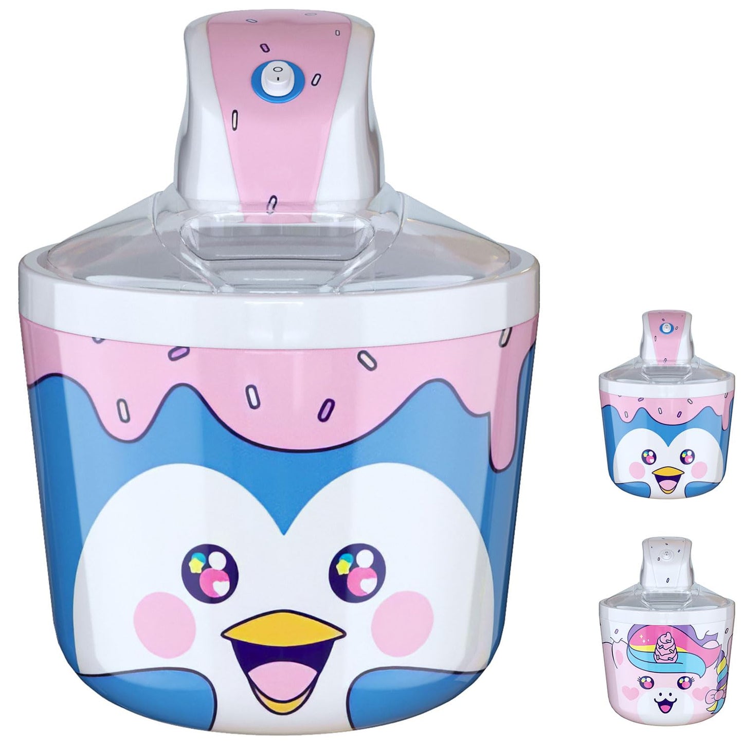 Máquina eléctrica para hacer helados de pingüino de 1.2 cuartos de galón para niños, la mejor máquina de helado de encimera para servicio suave casero, sorbete, gelatina, yogur congelado, postres