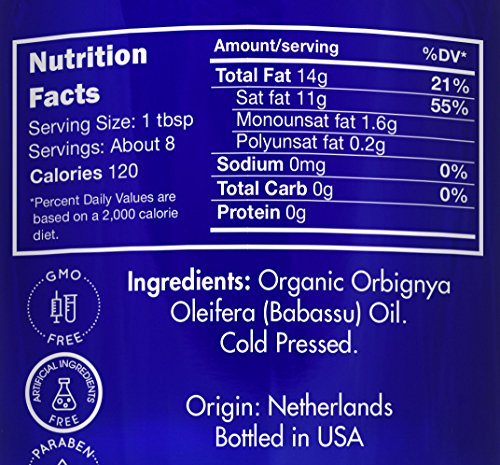 Zongle USDA Certified Organic Babassu Oil, Safe to Ingest, Unrefined Virgin, Cold Pressed, Orbignya Oleifera, 4 oz