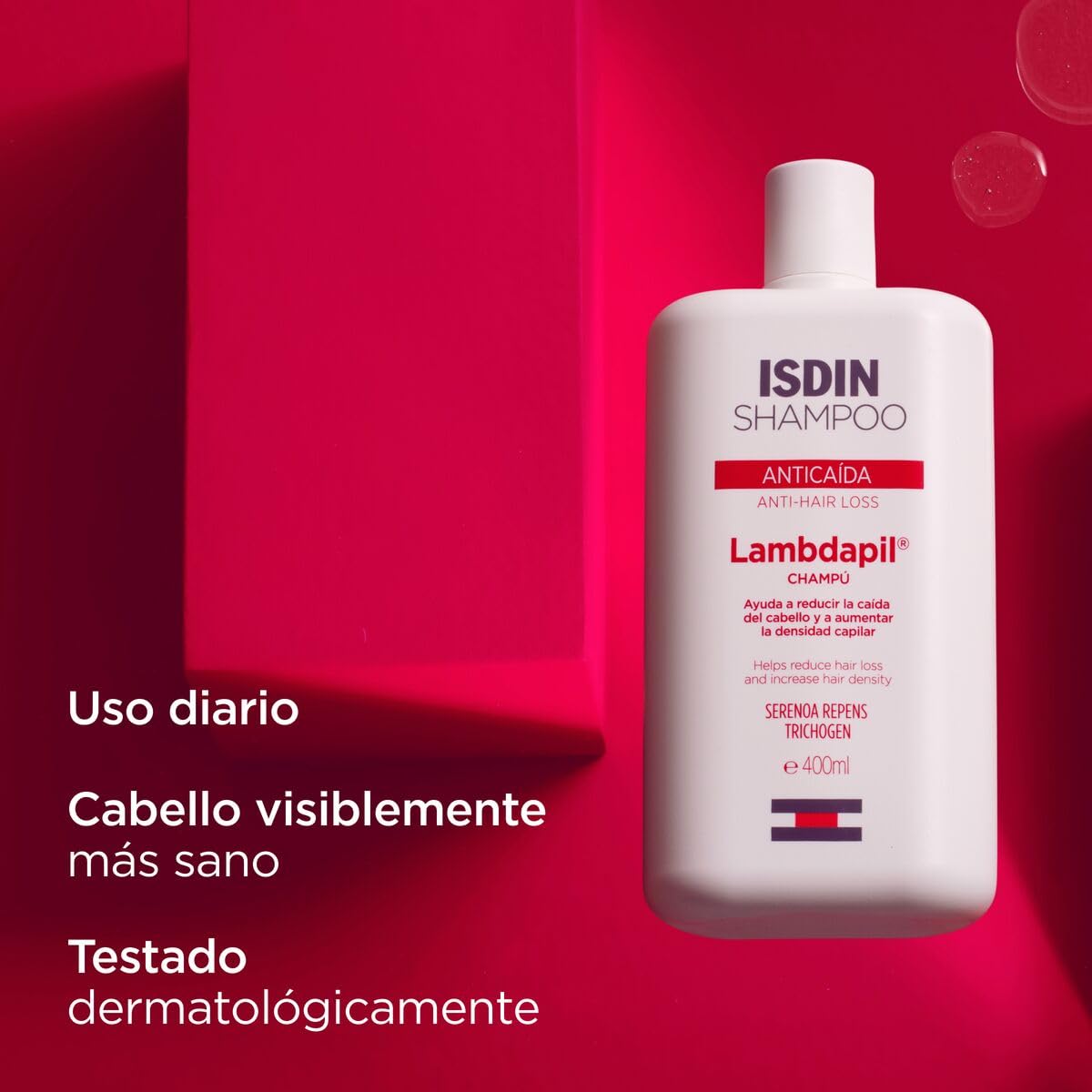 ISDIN Lambdapil, Champú Anticaída, Ayuda a Reducir la Caída del Cabello y Estimula el Crecimiento Capilar, 200ml