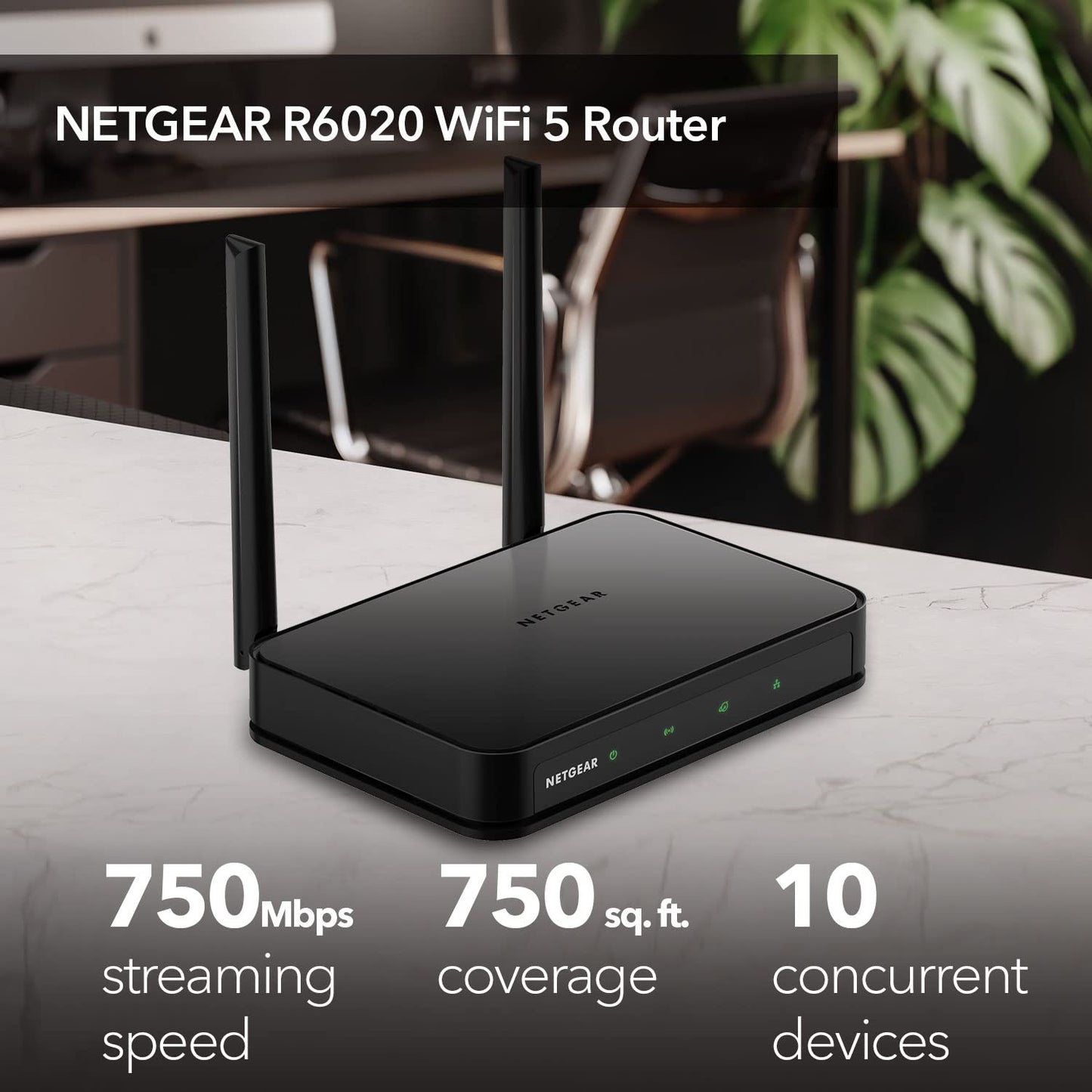 Router WiFi NETGEAR Doble Banda AC750 con Cobertura de 750 Pies y 4 Puertos Ethernet