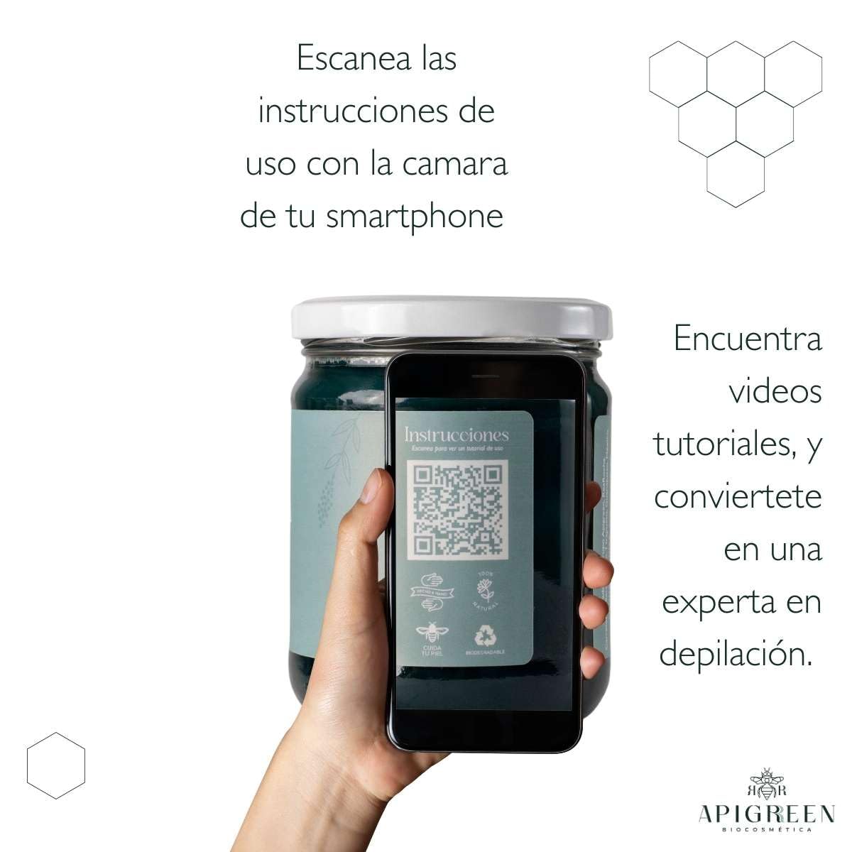 APIGREEN - CERA ESPAÑOLA DEPILATORIA (400GRS) + APLICADORES, PIEL SENSIBLE - BIKINI, ROSTRO, PIERNAS, BARBA | DEPILA SIN DOLOR | EFICAZ EN TODO TIPO DE VELLO (Azuleno)