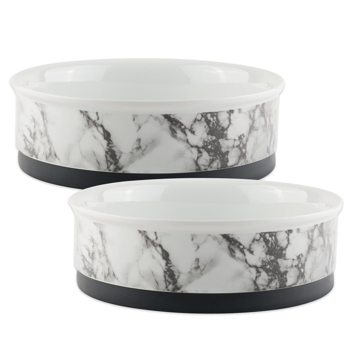 Bone Dry Pet Bowl Collection - Juego de cerámica, tamaño pequeño, mármol, 2 Unidades