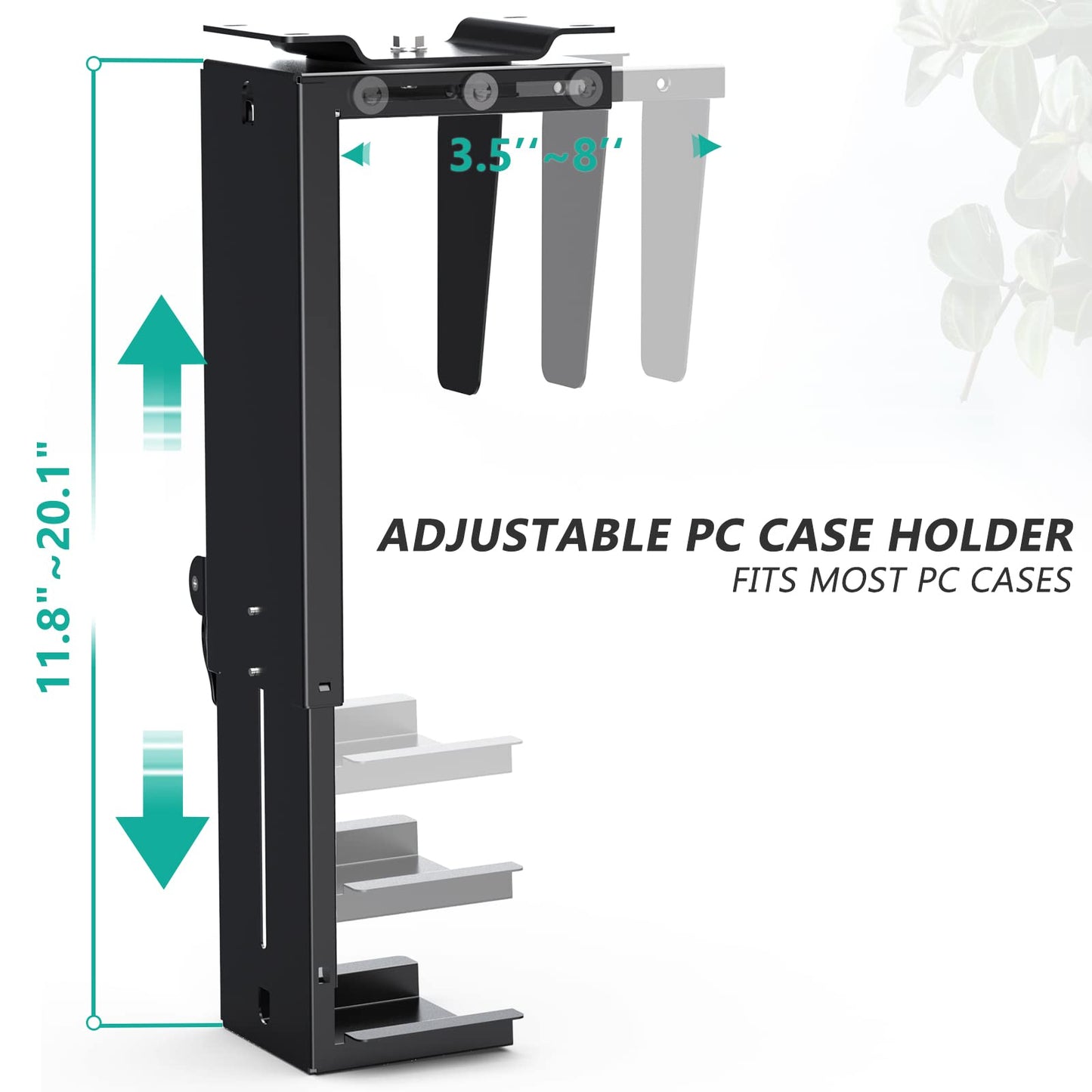 Soporte CPU Ajustable WALI Negro con Giro de 360° y Bloqueo Seguro