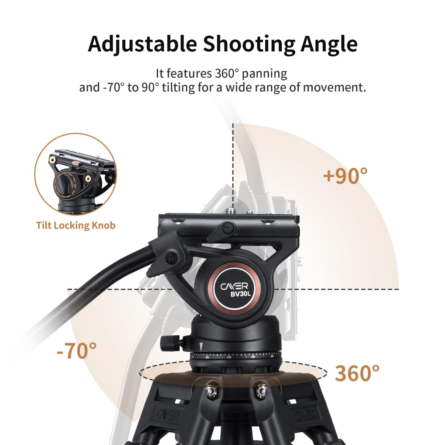 Cayer Trípode de Cámara, Trípode de Video Profesional de 184 cm, Trípode de Aluminio con Cabeza de Fluido para Videocámara DSLR, Carga Máxima de 6 kg - BV30L