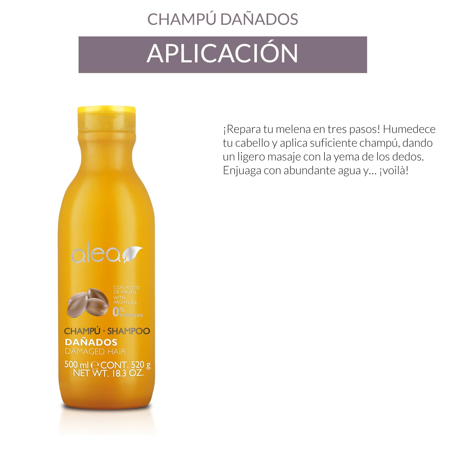 Shampoo Alea Argan 18.3oz para Cabello Dañado