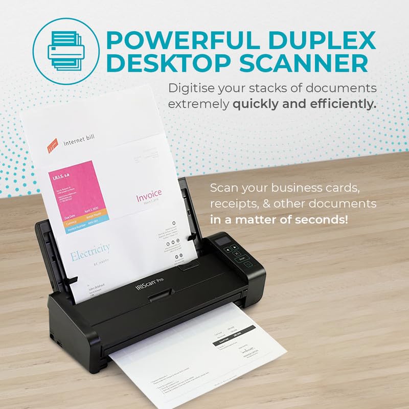 IRIScan Pro Document Scanner Duplex-v5PRO 20PPM/40IPM: Escáner de Computadora y Recibos, ADF 20, Editor de PDF Gratuito, Escanear a Word, XLS, Tarjetas de Autobús