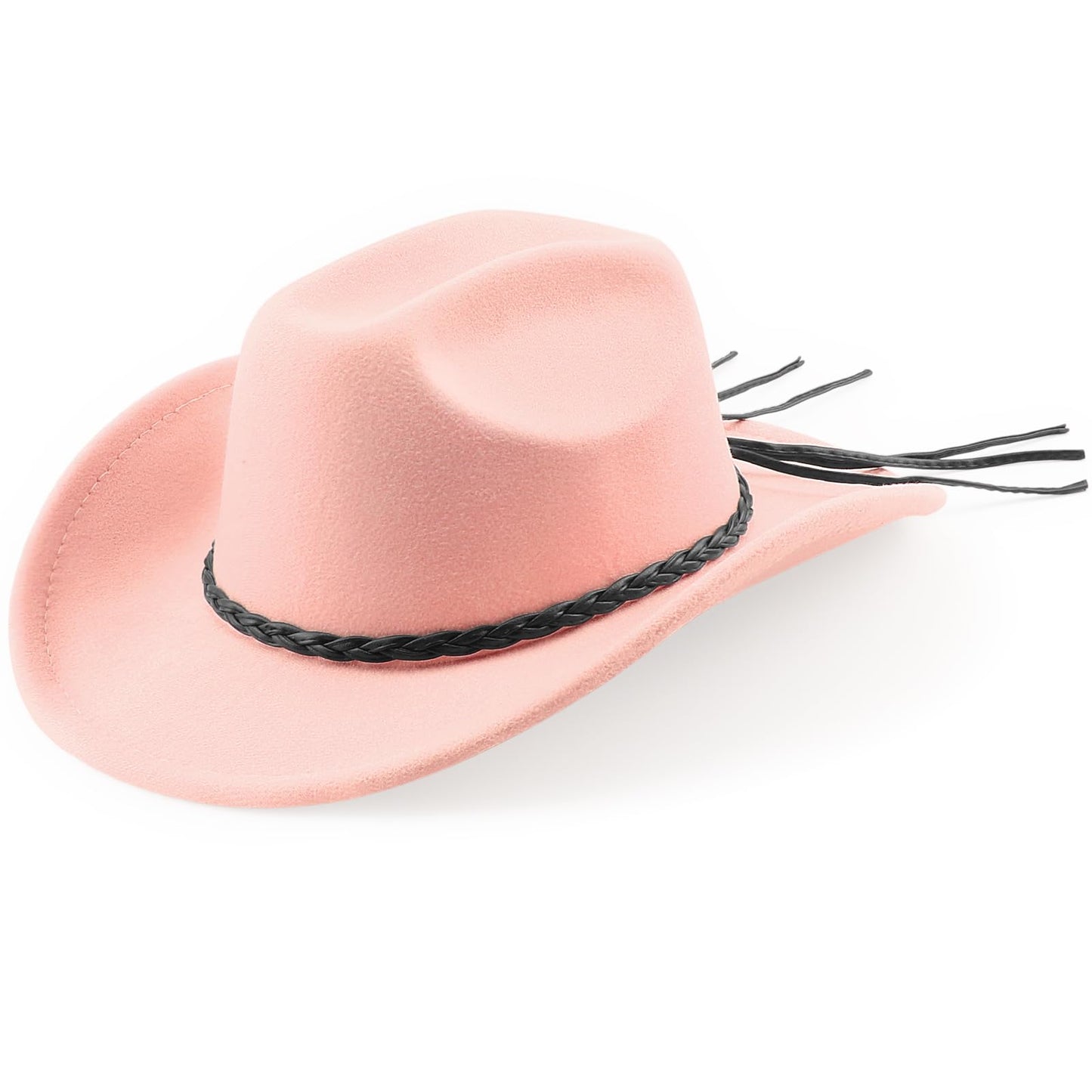 DRESHOW Sombrero vaquero occidental para hombre y mujer, sombrero vaquero/vaquera para exteriores, sombrero fedora retro de fieltro de ala ancha, gorras enrolladas unisex