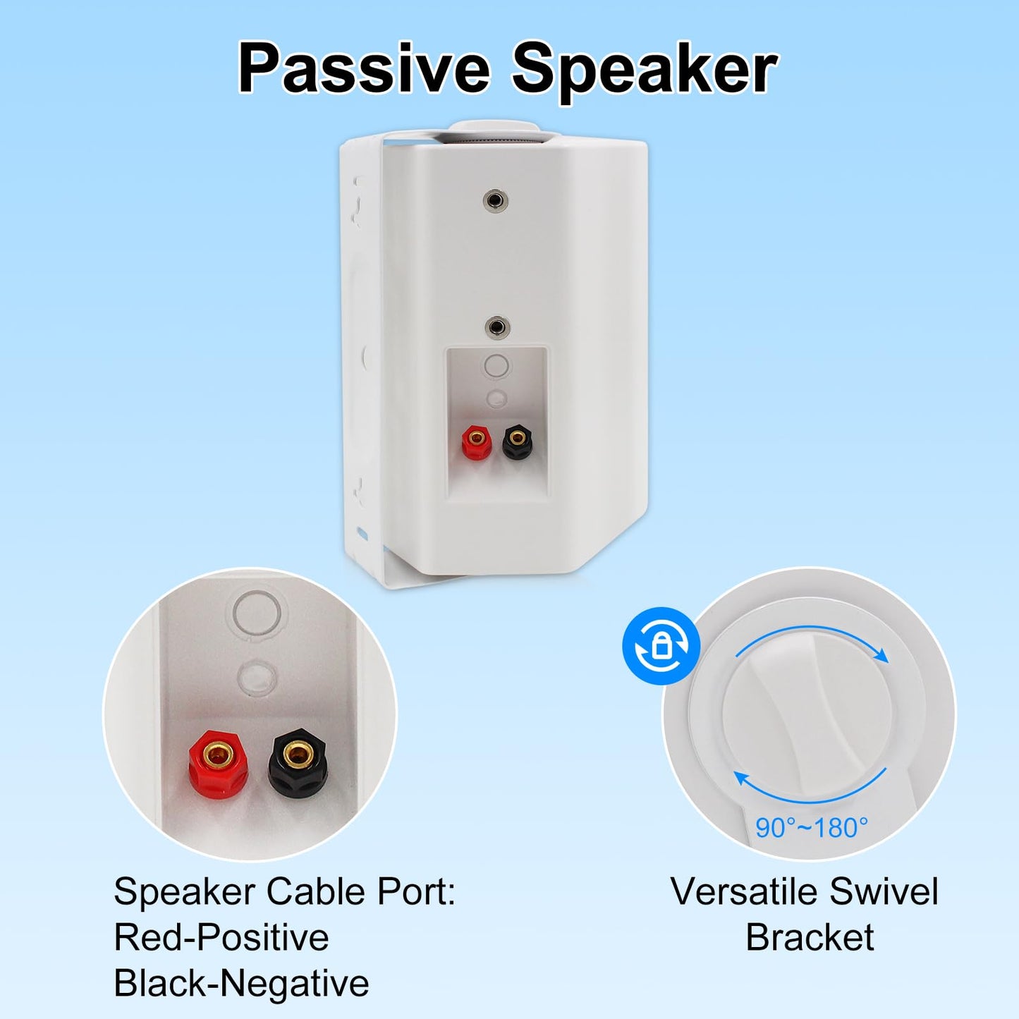 STUDIOFINIX - Altavoces para Exteriores de 5.25 Pulgadas, 600 W, Impermeables, con Cable, pasivos de Montaje en Pared para Patio, cochera, hogar, 2 Pares (Blanco)