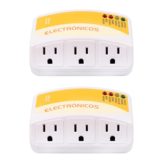 Protector de Voltaje de 3 Tomas Protege Contra Sobretensiones para Refrigerador, Congelador, Lavadora y Más
