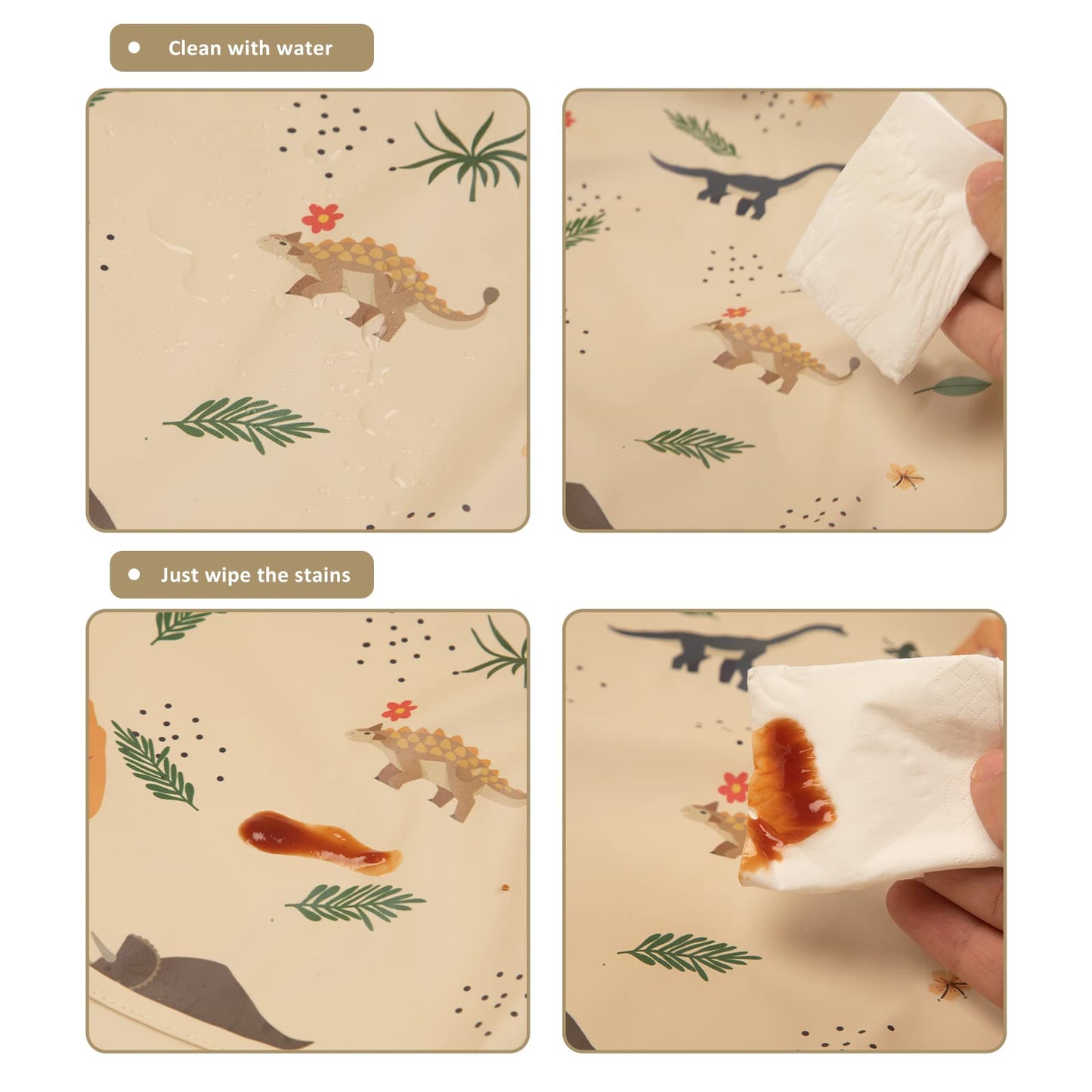HALAA VAUVA Baberos de manga larga para niños pequeños, impermeables, con bolsillo para recoger alimentos para alimentar, comer