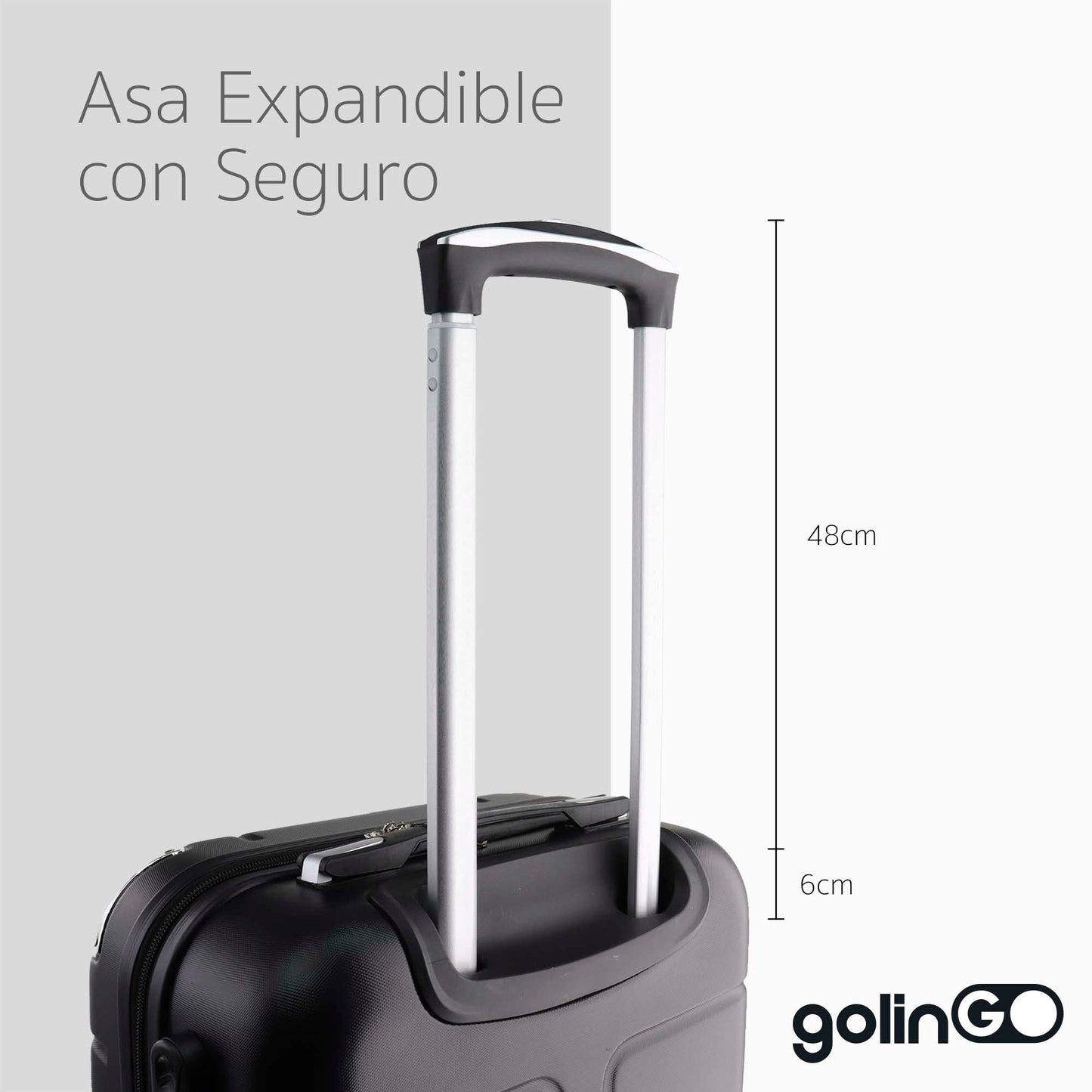 Maleta de Mano JONY Carry On Rigida Resistente Ruedas Giratorias 360 Mango Expandible ABS Candado de Seguridad (NEGRO)