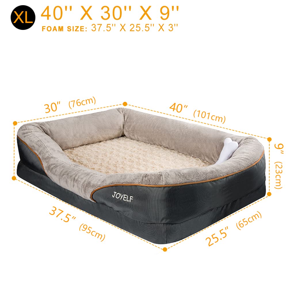 Cama de Espuma Viscoelástica JOYELF Xlarge Gris con Funda Extraíble y Lavable para Perros Grandes