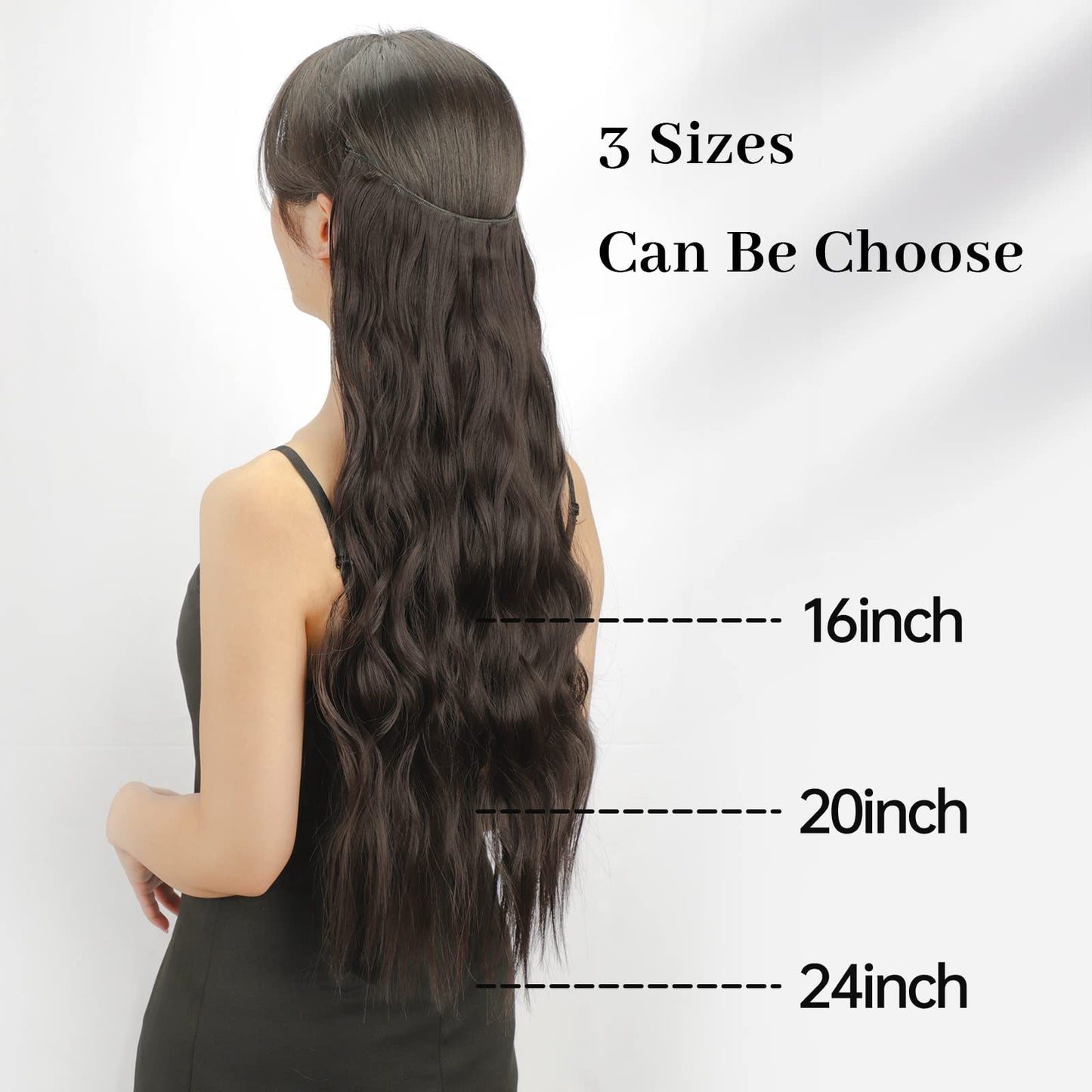 Slzhds Extensiones de Cabello Natural Ondulado, Extensión de Liga, Extensiones de Cabello Ondulado, Extensiones Halo con Diadema Invisible, 3/4 Cabeza Completa Ondulada Extensiones Cabello con Clip Seguros Extraíbles, Tamaño Ajustable, Resistente al Calor