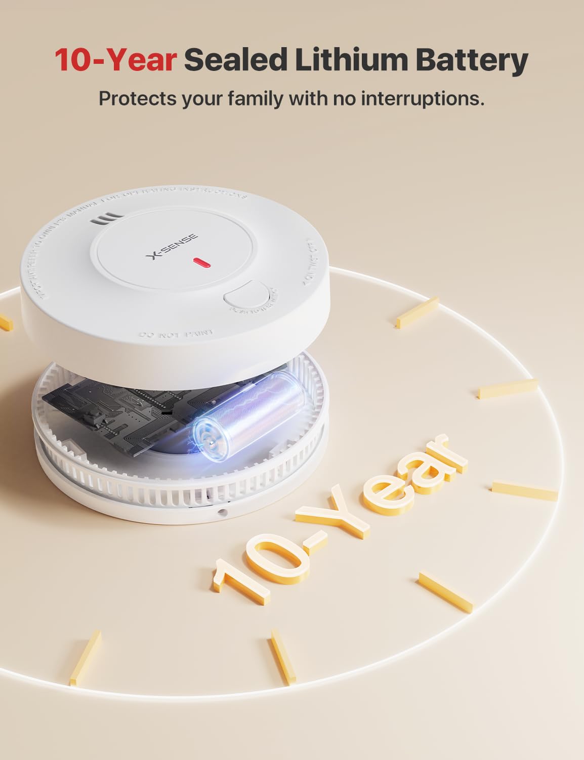 Detector de Humo X-Sense Blanco con Batería de 10 Años y Botón Silenciador