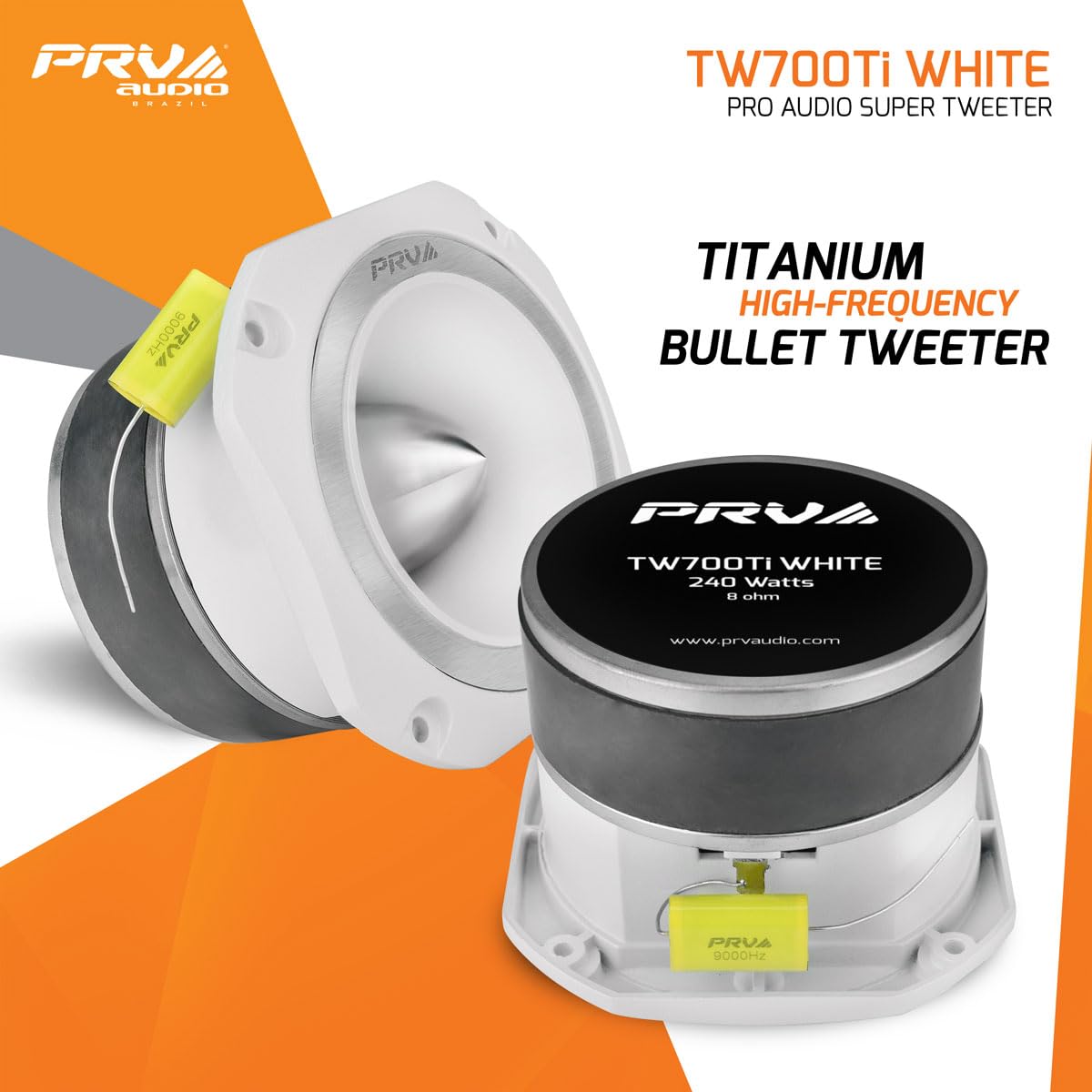 PRV AUDIO altavoz de agudos de bala de titanio TW700Ti de 4 pulgadas, potencia de programa, 8 ohmios, 120 vatios RMS, 1.5 pulgadas VC incorporado, driver de alta frecuencia de audio profesional (individual)