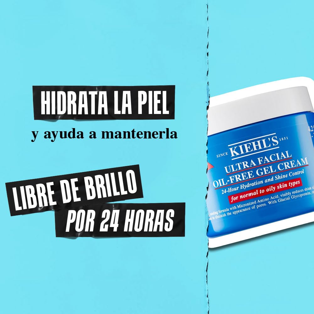 Kiehl's Ultra Facial Oil-Free Gel Cream, Gel Hidratante Refrescante que Reduce el Brillo, Para Pieles Grasas a Normales, Hidrata Durante 24 Horas, Sin Alcohol, Refill de 150 ml