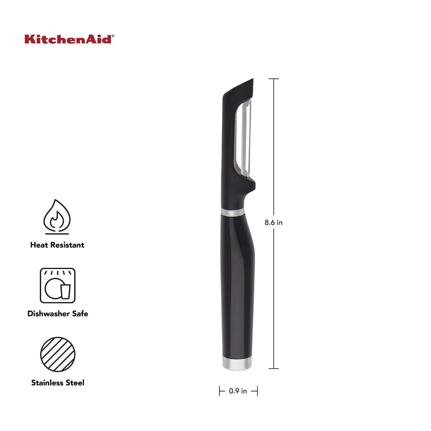 KitchenAid Classic Euro Peeler, 8.6 pulgadas, negro