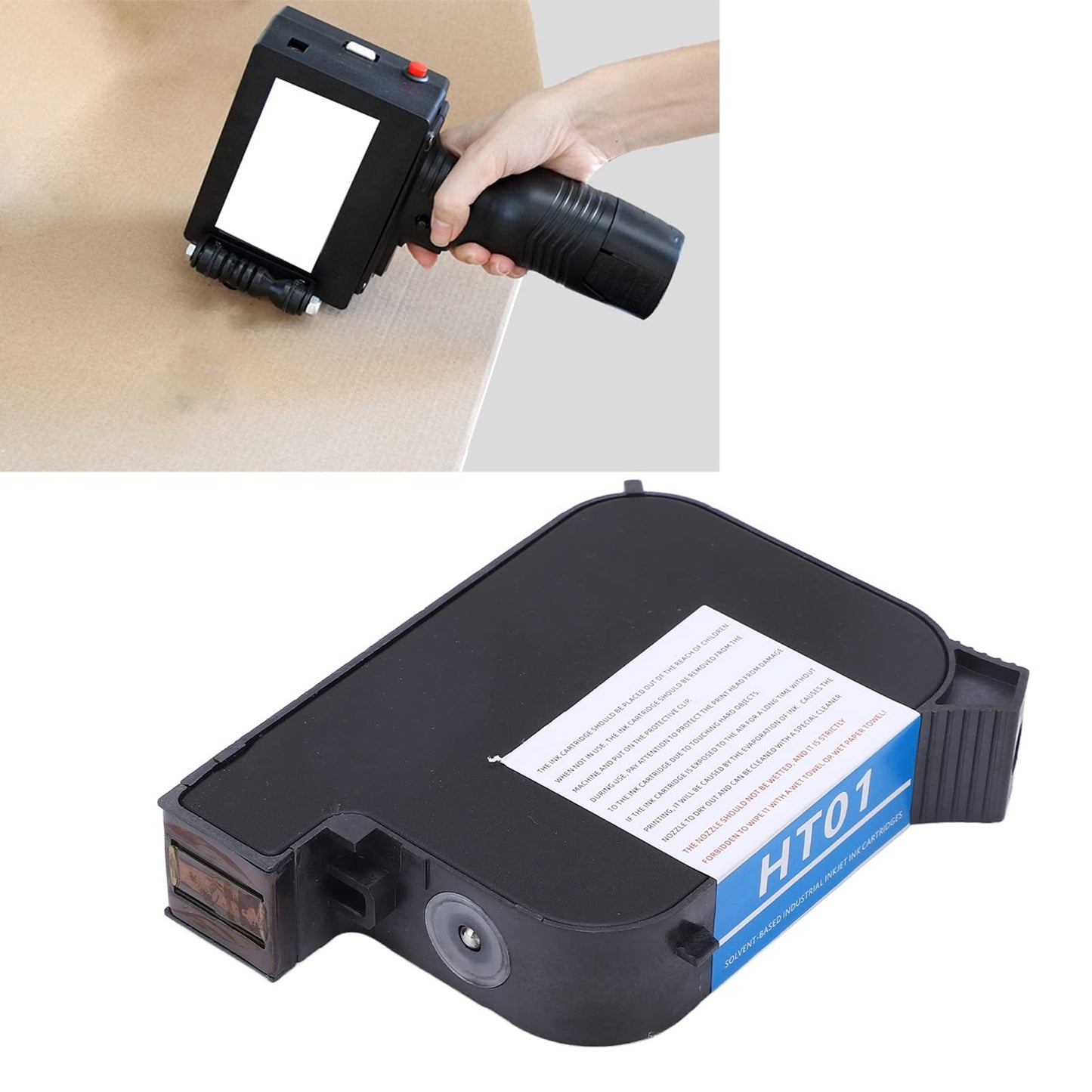 Cartucho de Tinta para Impresora de Inyección de Tinta, Cartucho de Tinta para Impresora Portátil HT01 de 42 Ml, Reemplazo de Cartucho de Impresora de Inyección de Tinta de (BLACK)