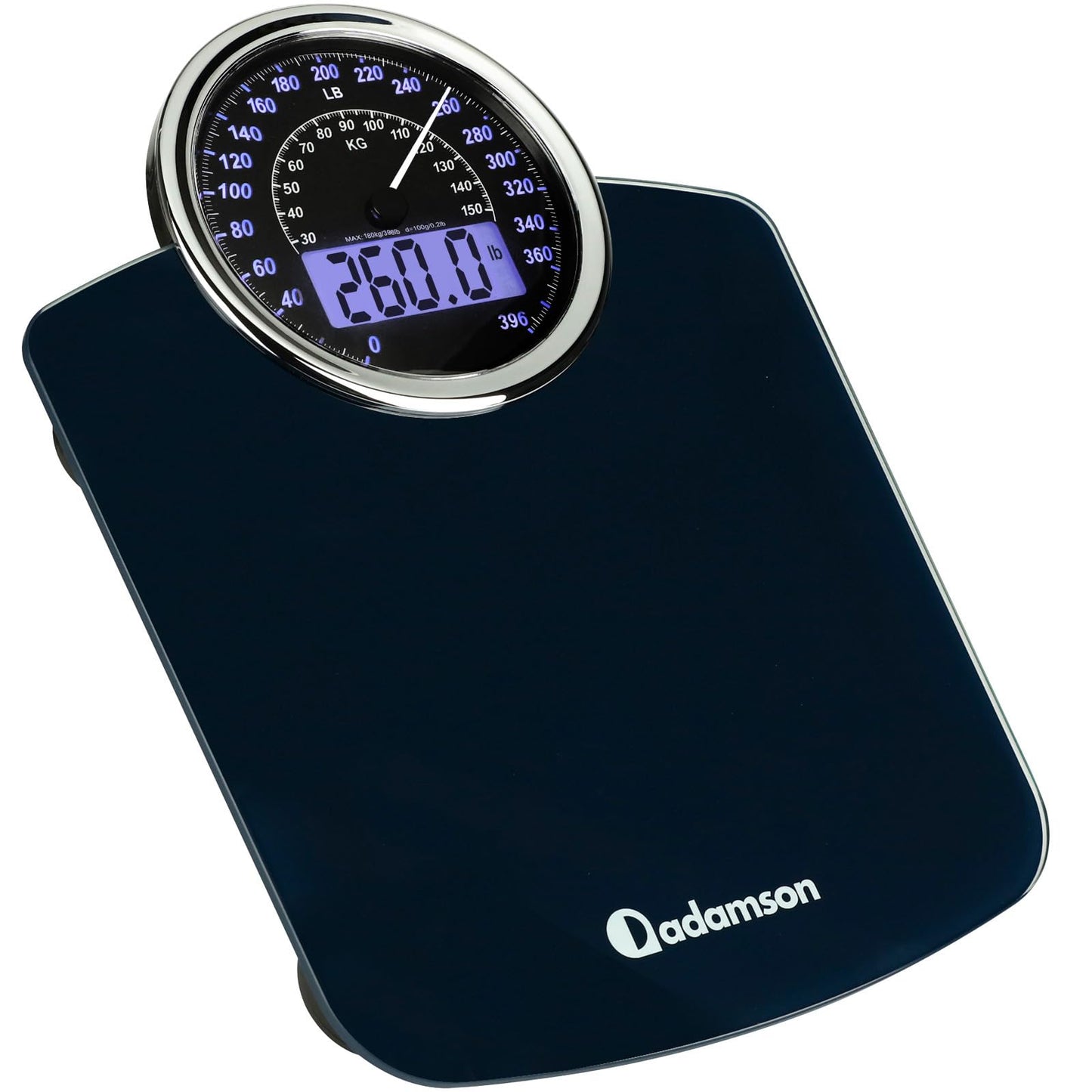 Adamson Pèse-personne Hybride - 2-en-1 Digital et Analogique - Jusqu'à 400 libras - Verre trempé épais - Gran edición - Lecture facile - Nouveau