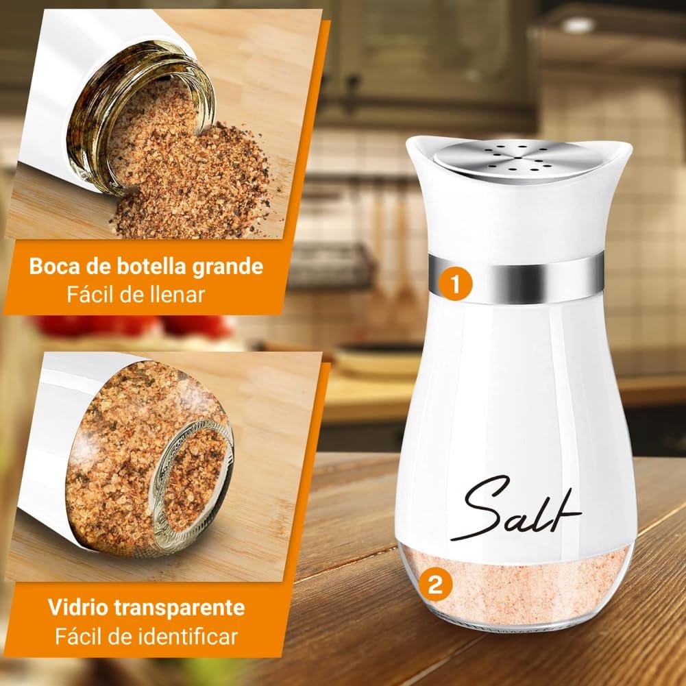 Juego de salero y pimentero de vidrio, Saleros de Mesa, con Parte Inferior de Vidrio, accesorio de mesa para sal y pimienta (Forma de pingüino)