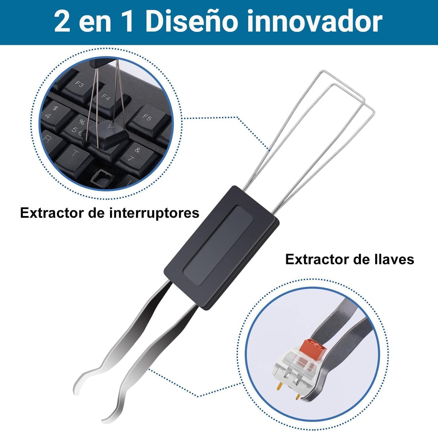 OSALOLO 8 Piezas Extractor De Teclas Extractor De Teclas de Metal Acero Inoxidable Removedor De Teclado con Cepillo para Teclado Herramienta Imprescindible para Teclado y Limpieza del Hogar, Negro
