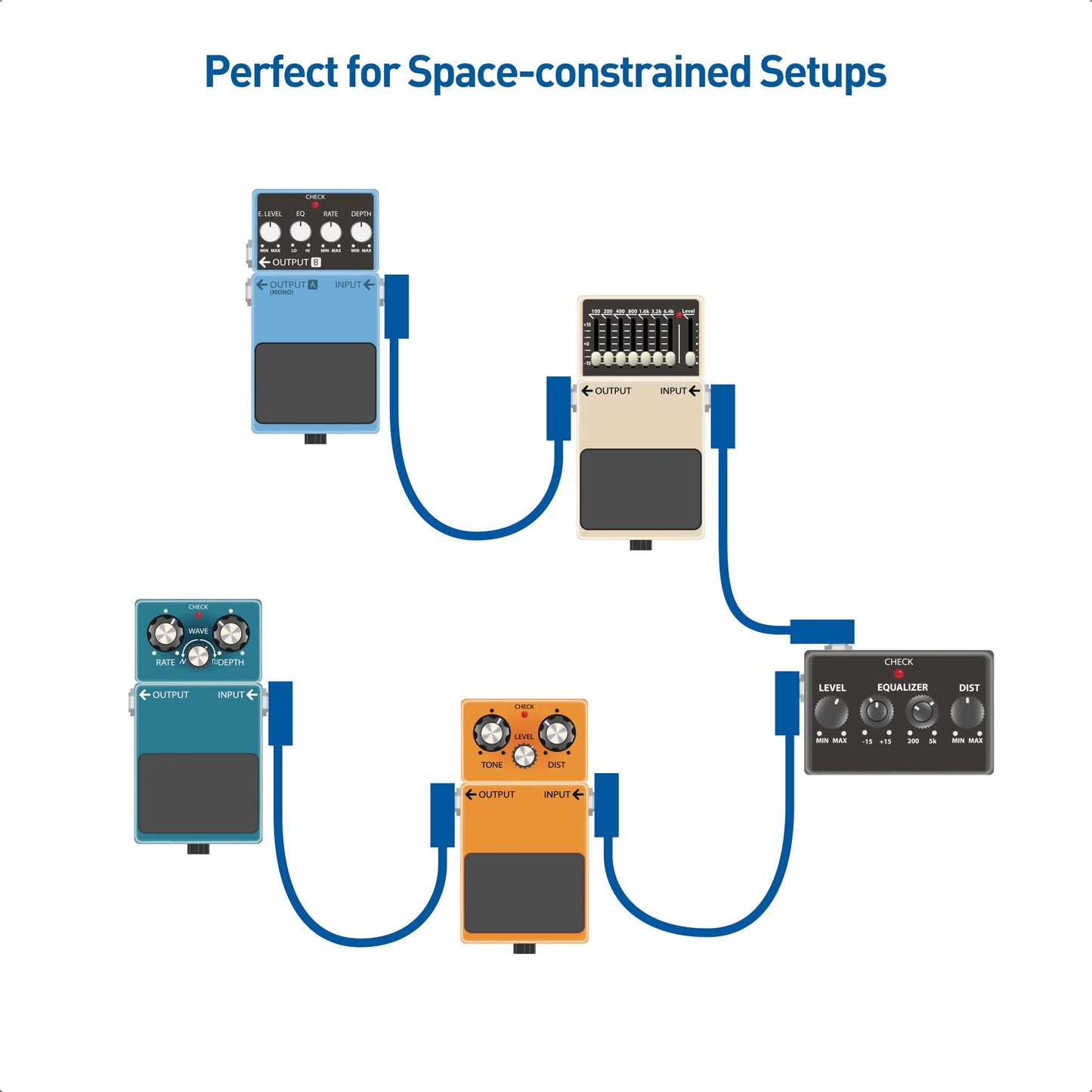 Cable Matters - Cable de conexión trenzado de guitarra de 6 pulgadas (cables de pedal de efecto guitarra) con conectores chapados en oro en negro