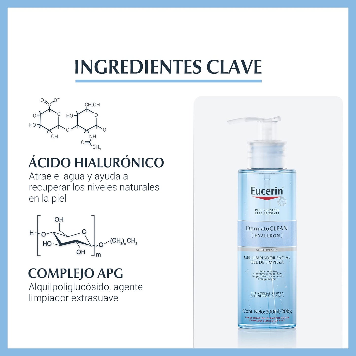 Eucerin Protector solar facial efecto mate toque seco Oil Control, 50 ml + Gel Limpiador Facial DermatoClean para piel normal a mixta, 200ml, empaque puede variar