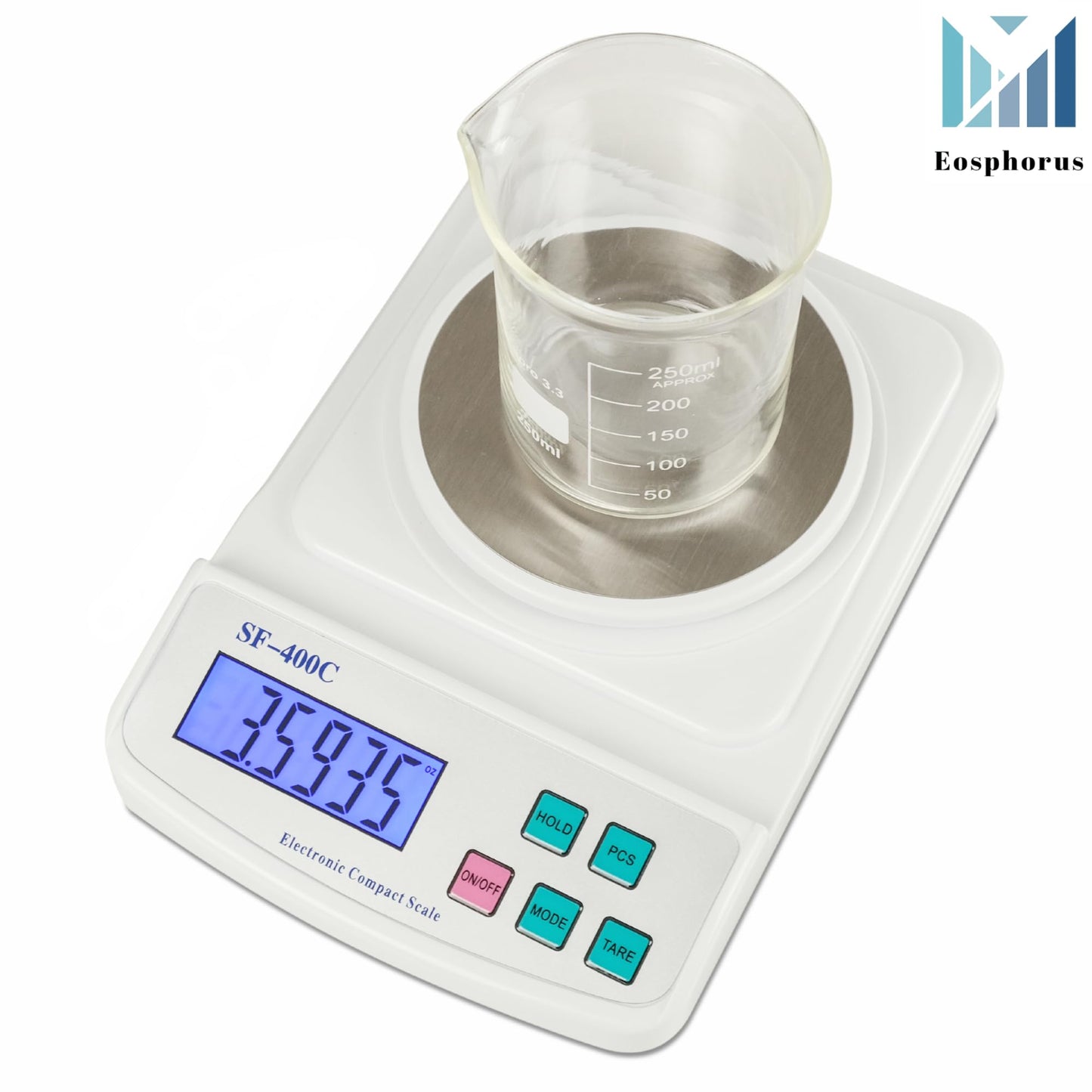 Eosphorus Báscula Electrónica Portátil Ciencia Báscula de Pesaje Balanza Digital Laboratorio Química Báscula Analítica Precisión 0,01 g - Onzas y Gramos