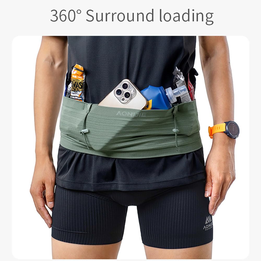 AONIJIE - Riñonera para correr con varios compartimentos, adecuada para caminar, viajar, deportes, senderismo y ejercicio, Negro -, Large, Deporte
