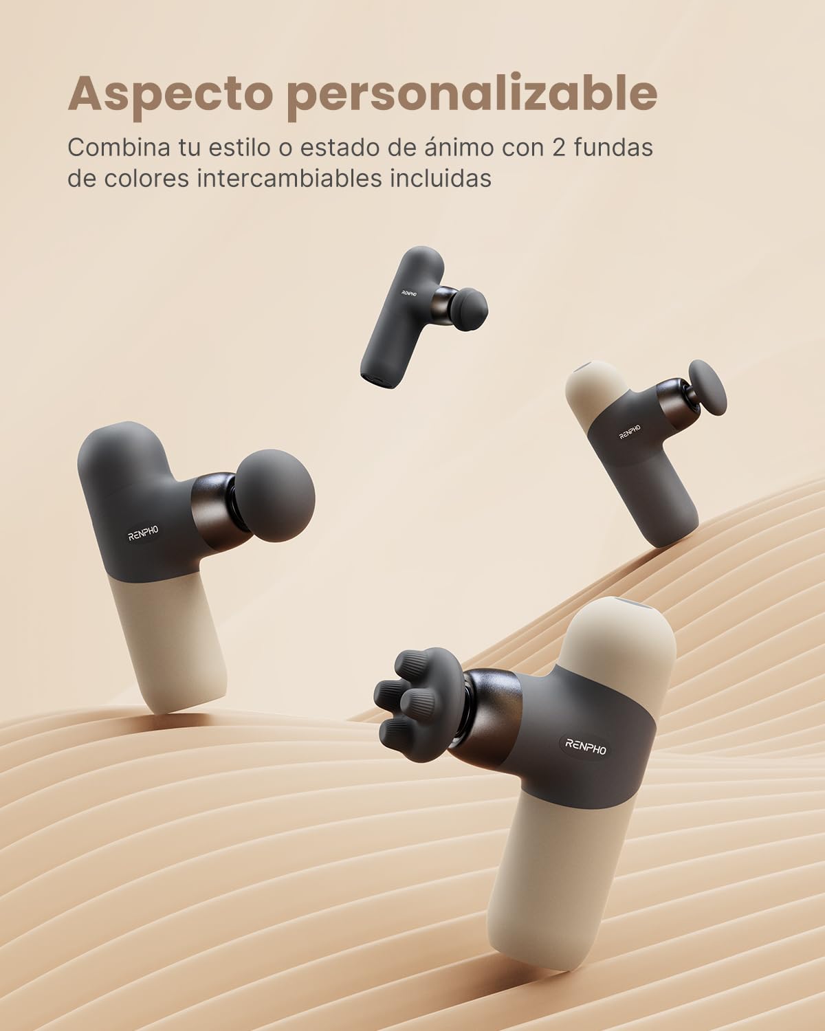 RENPHO Mini Pistola de Masaje con Calor, Pistola de Masaje Muscular de Percusión Portátil, Pequeño Masajeador de Mano de Viaje con Estuche de Transporte, Regalos para Hombres y Mujeres, Mini Thermal