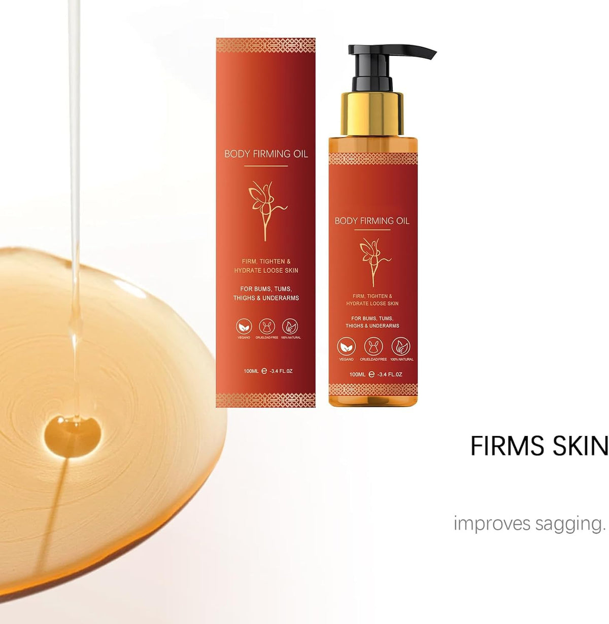 RUIAO 3PC Body Oil, De Rápida Absorción, no Grasoso, Contiene Extracto de Rosa para Tensar la Piel, Lujoso Regalo de Spa.