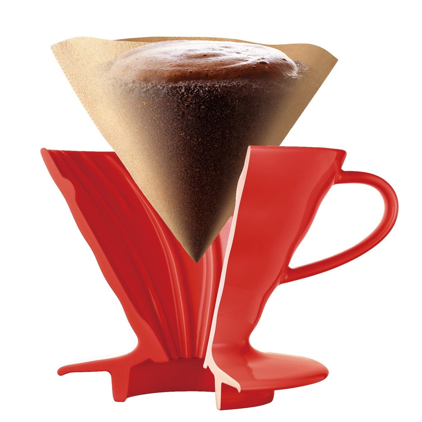 Hario V60 - Cafetera de cerámica para verter sobre cono tamaño 01, color rojo