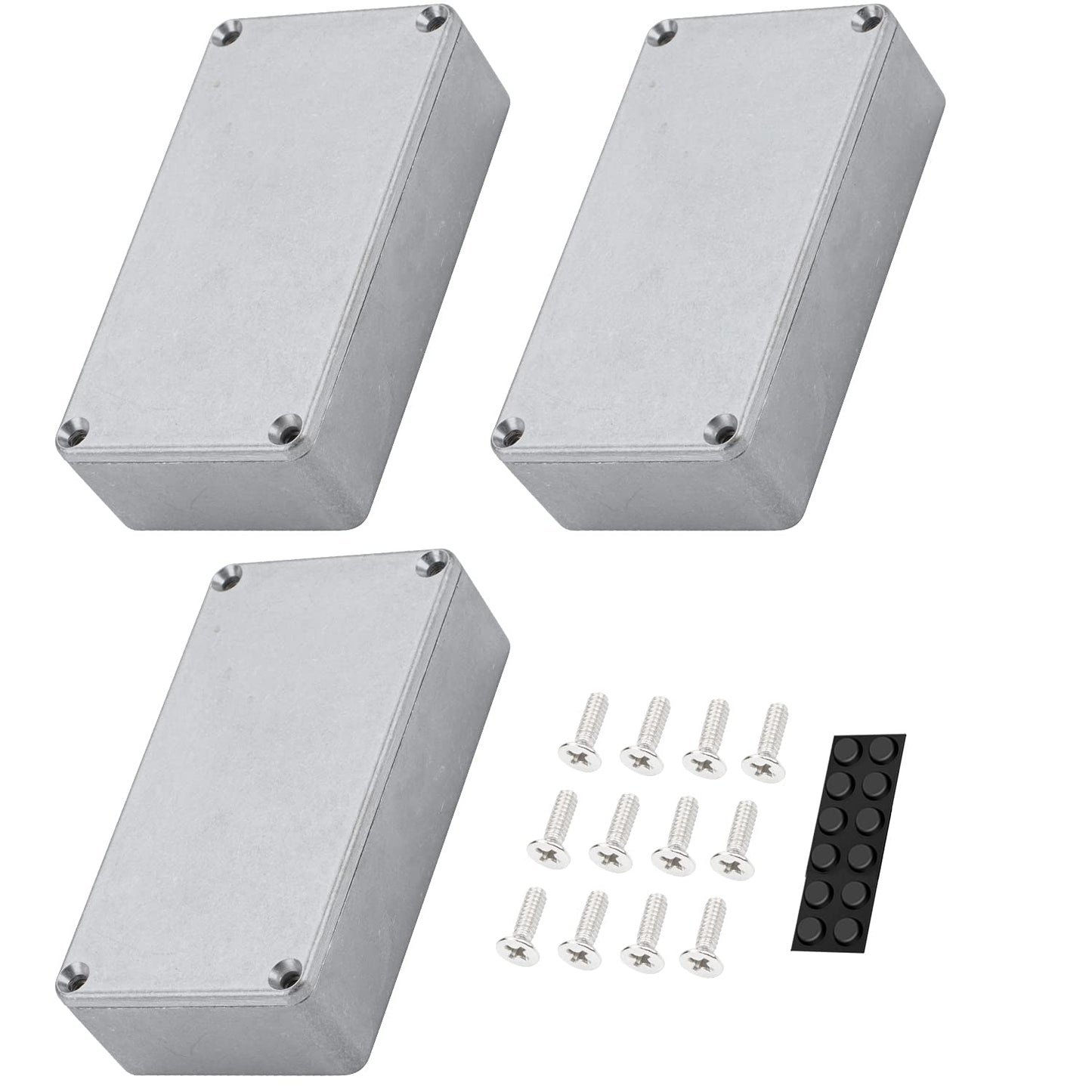 DaierTek - Caja de aluminio para pedal de efecto guitarra 125B / 1590N1, caja de metal sin acabar, 122 x 66 x 39,5 mm con patas de goma