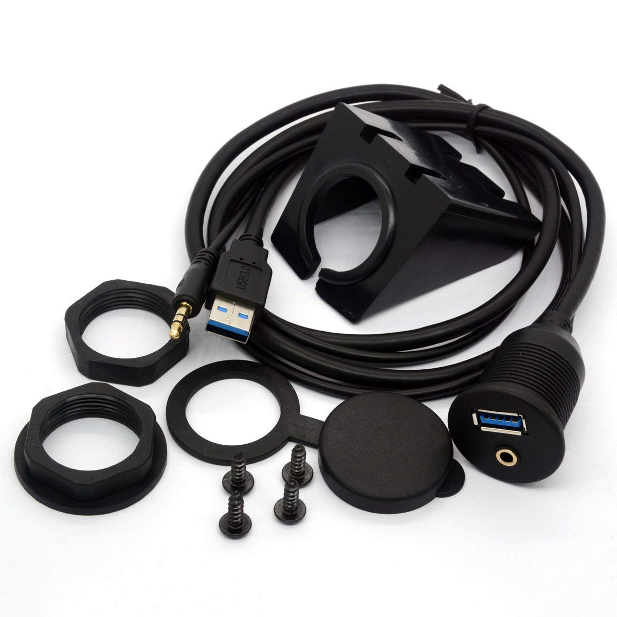 Cable USB 3.0 de Montaje Empotrado para Radio y Estéreo, Negro, 1 Metro
