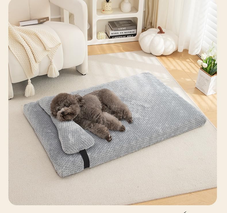 Cama para Perros Grande MAKAMBAKO Gris Lavable con Funda Extraíble y Transpirable