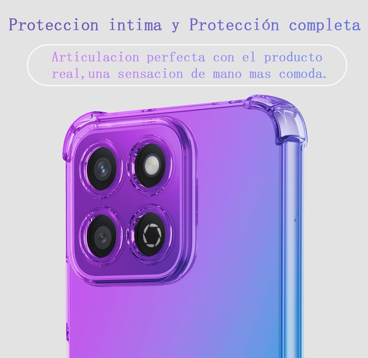 DABUNA Funda para Honor X7c Case,Transparente Colores Degradados Protectora de Cámara Anticaída Carcasa Bumper(Púrpura Azul)