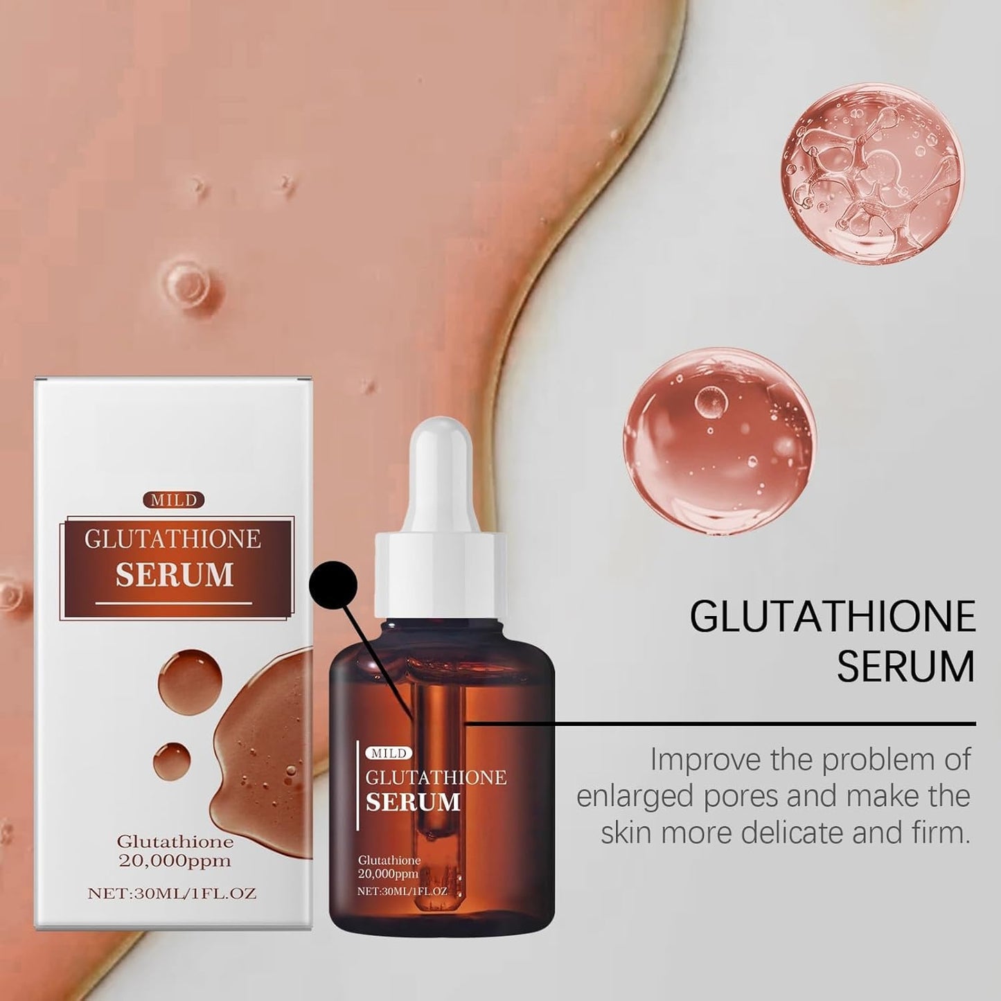 Glutathione Face Serum with Niacinamide and Hyaluronic Acid - Enhance Skin Elasticity, Anti-aging - 30ML/1FL.OZ (1/2/3PCS)