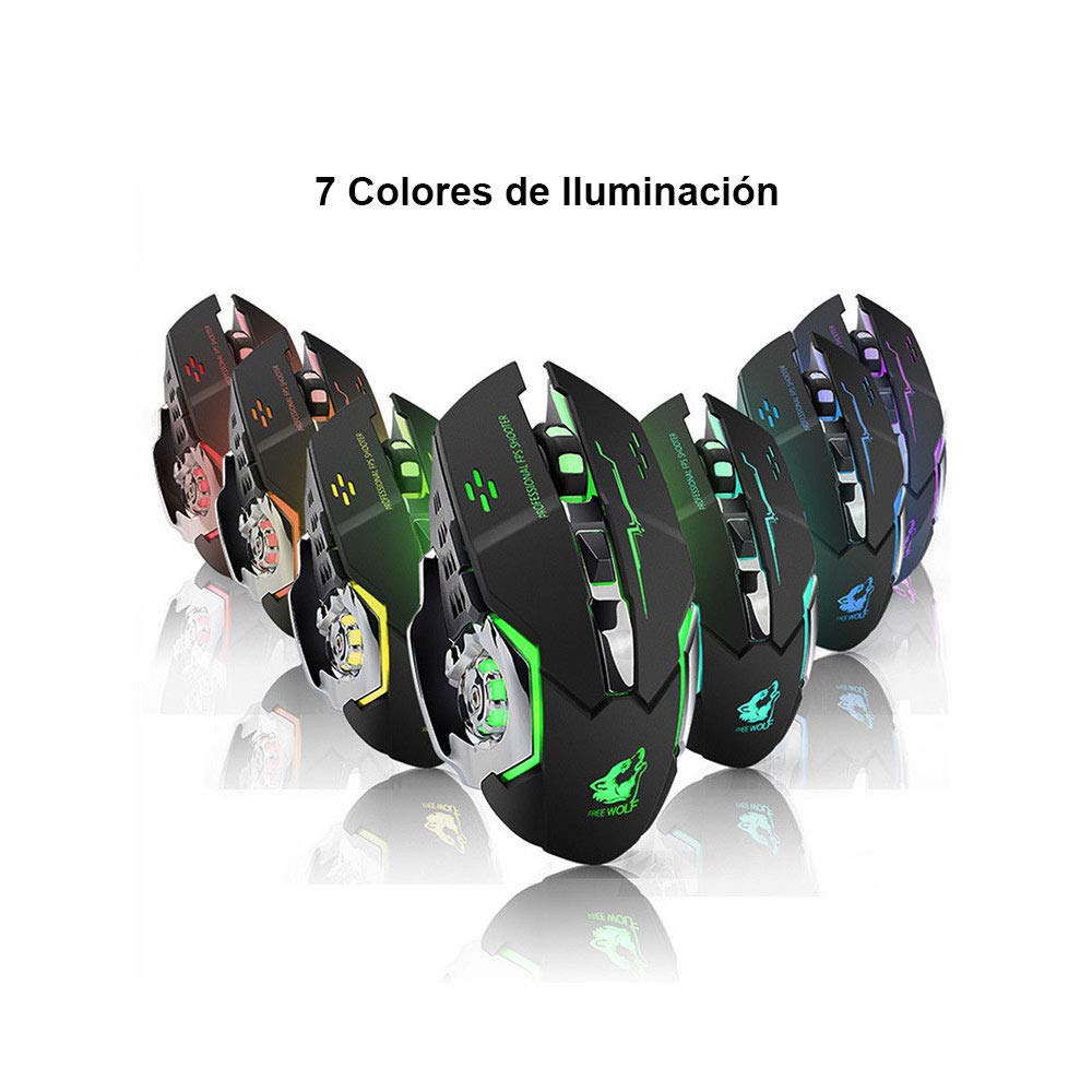 Mouse Gaming EASYTAO Inalámbrico Recargable Ergonómico 6 Botones Programables 3 dpi Ajustable