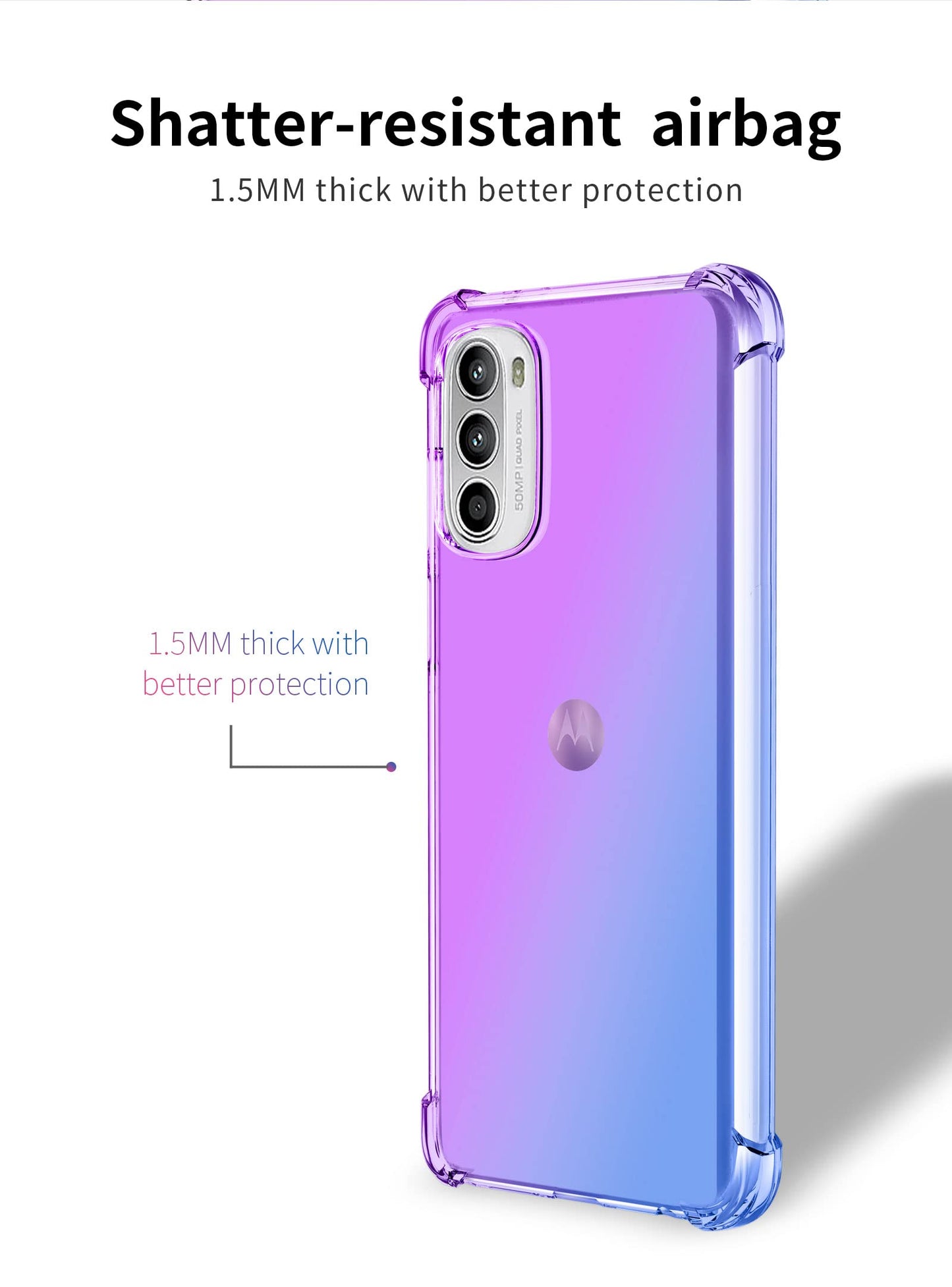 DABUNA Funda para Moto G52 y G82 5G Case Uso Rudo,Transparente Colores Degradados Protectora de Cámara Anticaída Carcasa Bumper(Púrpura Azul)
