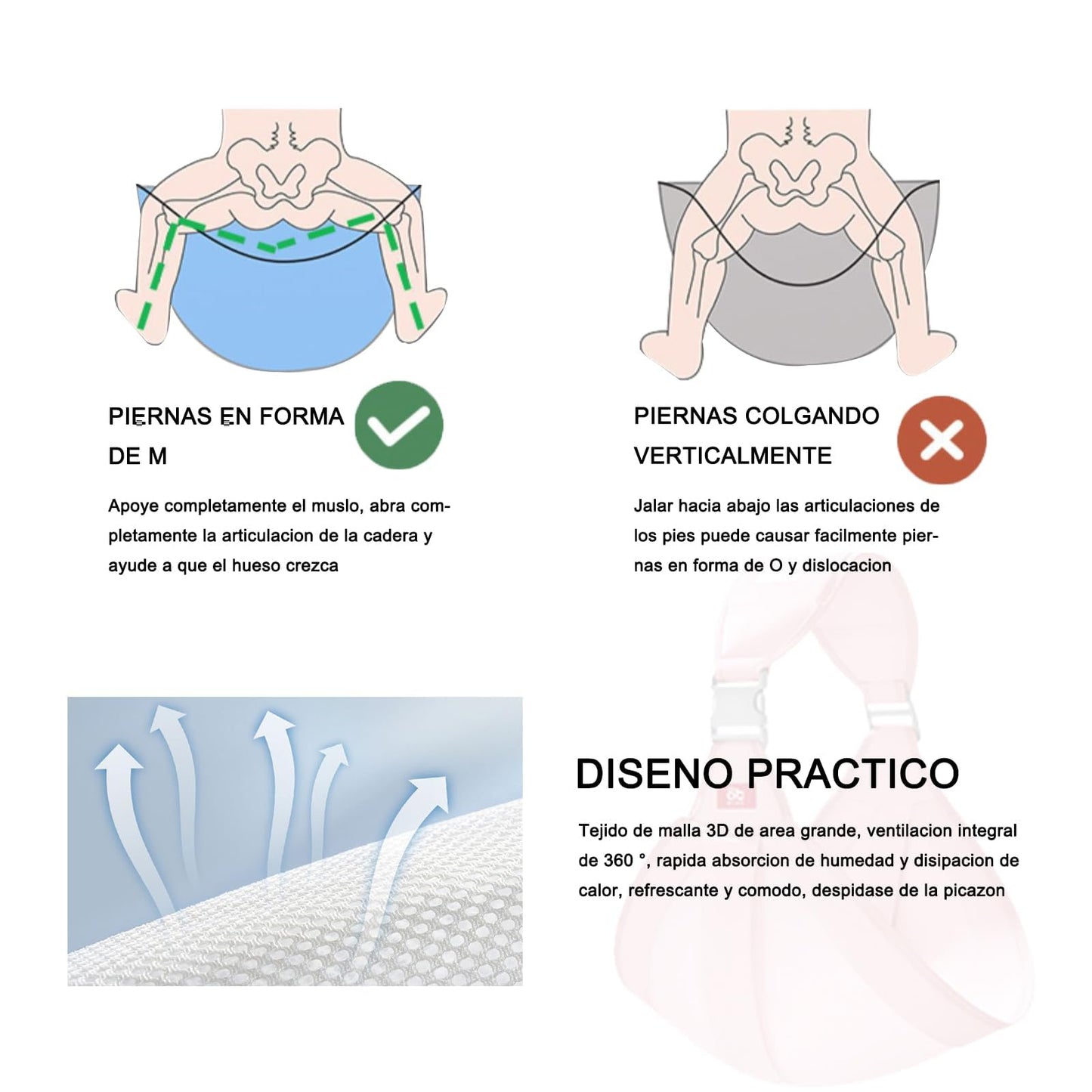 Rebozo Porta Bebé YDGAKN Rosa Ajustable y Transpirable