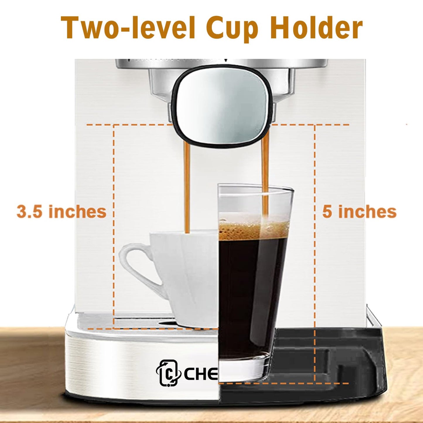 C CHENGVEY Máquina de café espresso de 20 barras, cafetera helada de acero inoxidable, cafetera profesional con espumador de leche, máquina de café compacta, regalo para papá o mamá (marfil beige)