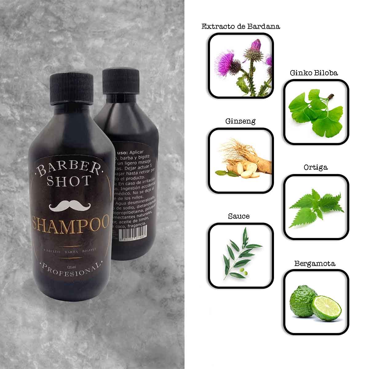 Shampoo de Crecimiento Bergamota con Cola de Caballo y Romero para Hombre y Mujer