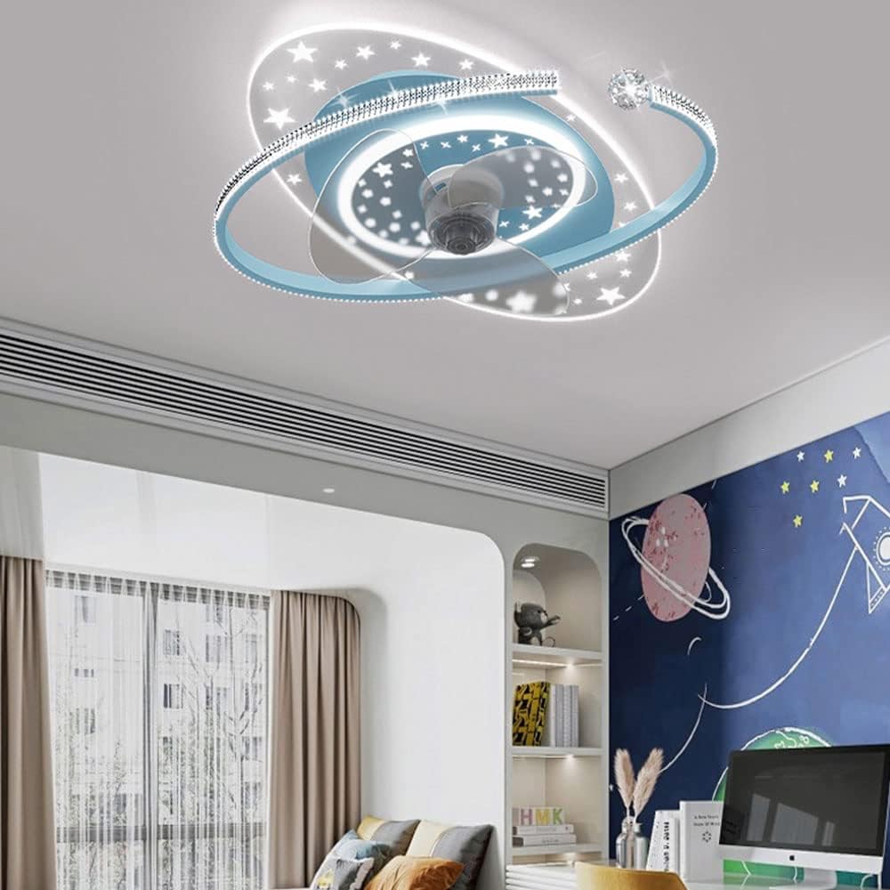 IBalody 48W LED Creative fan light interior 6 Speed Ventilador de techo con luz Habitación para niños Mute Fan Lighting Stepless Regulable Luz de techo con fan boy girl room