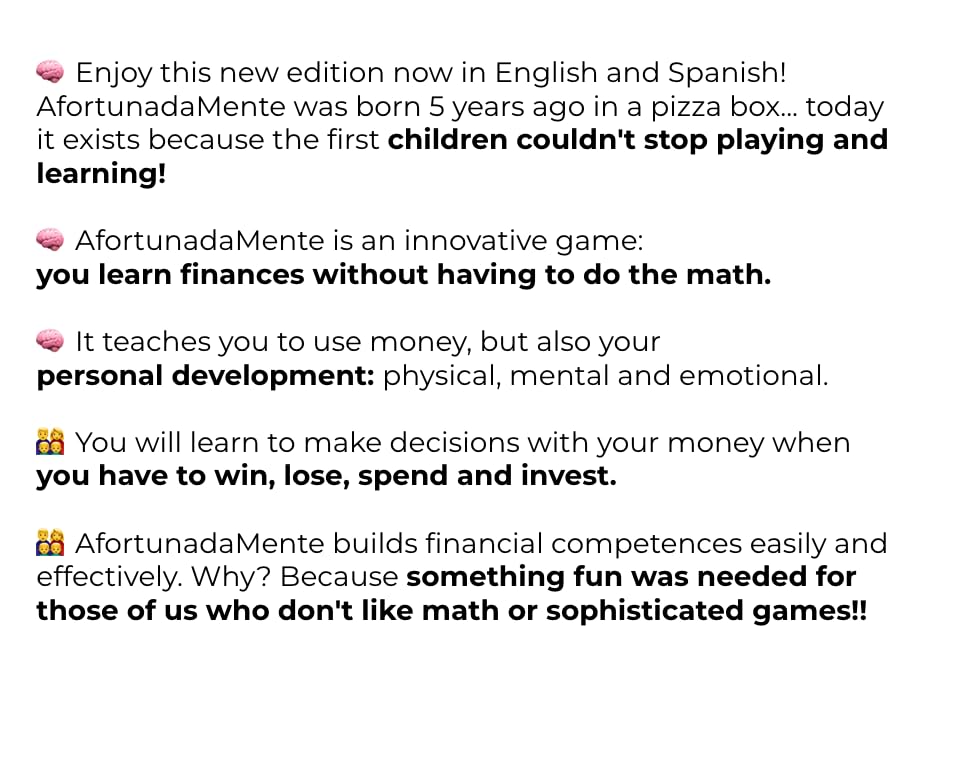AFORTUNADA MENTE Juego de Mesa Valeria Arellano | Juego didáctico de educación financiera + Inteligencia Emocional para niños, jóvenes y Adultos ¡Nuevo! inglés & español. AfortunadaMente