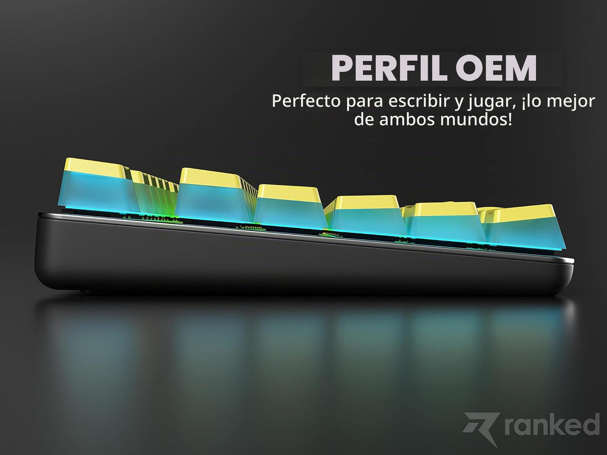Teclas PBT Ranked Amarillo Diseño Translúcido ANSI para Teclado Mecánico RGB Juego