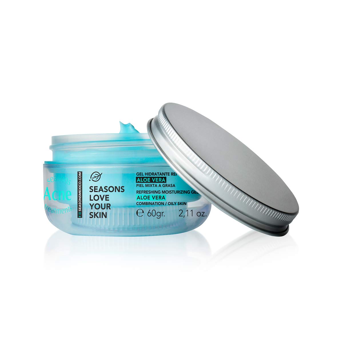 Seasons Love Your Skin Gel Hidratante Facial base agua Ligero 0% grasa Refrescante Rescue Aloe Vera piel mixta a grasa 60 ml
