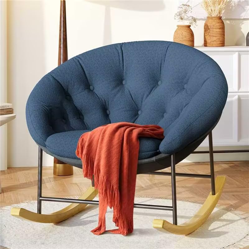 Mecedora Kidirect Azul Moderna con Cojín Acogedor para Guardería y Sala de Estar para Bebé