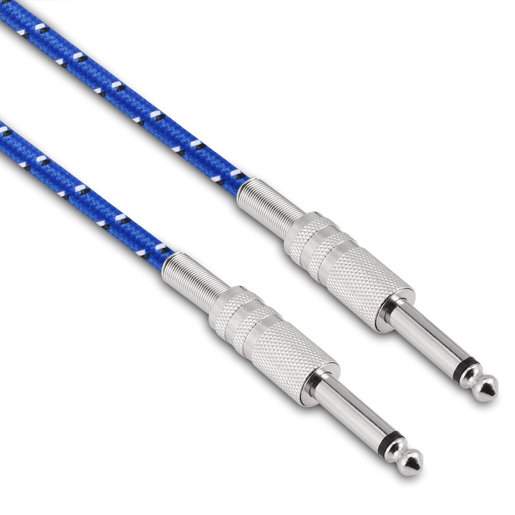 Cable de guitarra, cable de audio mono para bajos macho a macho Cable Cable de 6.35 mm Conector recto para instrumentos eléctricos (1M)